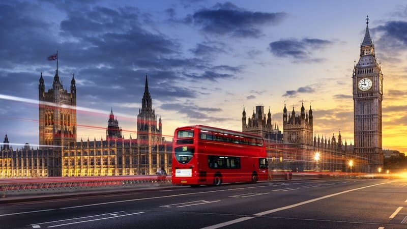 Londres Big Ben e Westminster ao entardecer